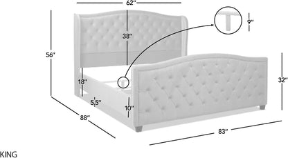 Jennifer Taylor Home Marcella Upholstered Shelter Headboard Bed Set, King, Silver Grey Polyester