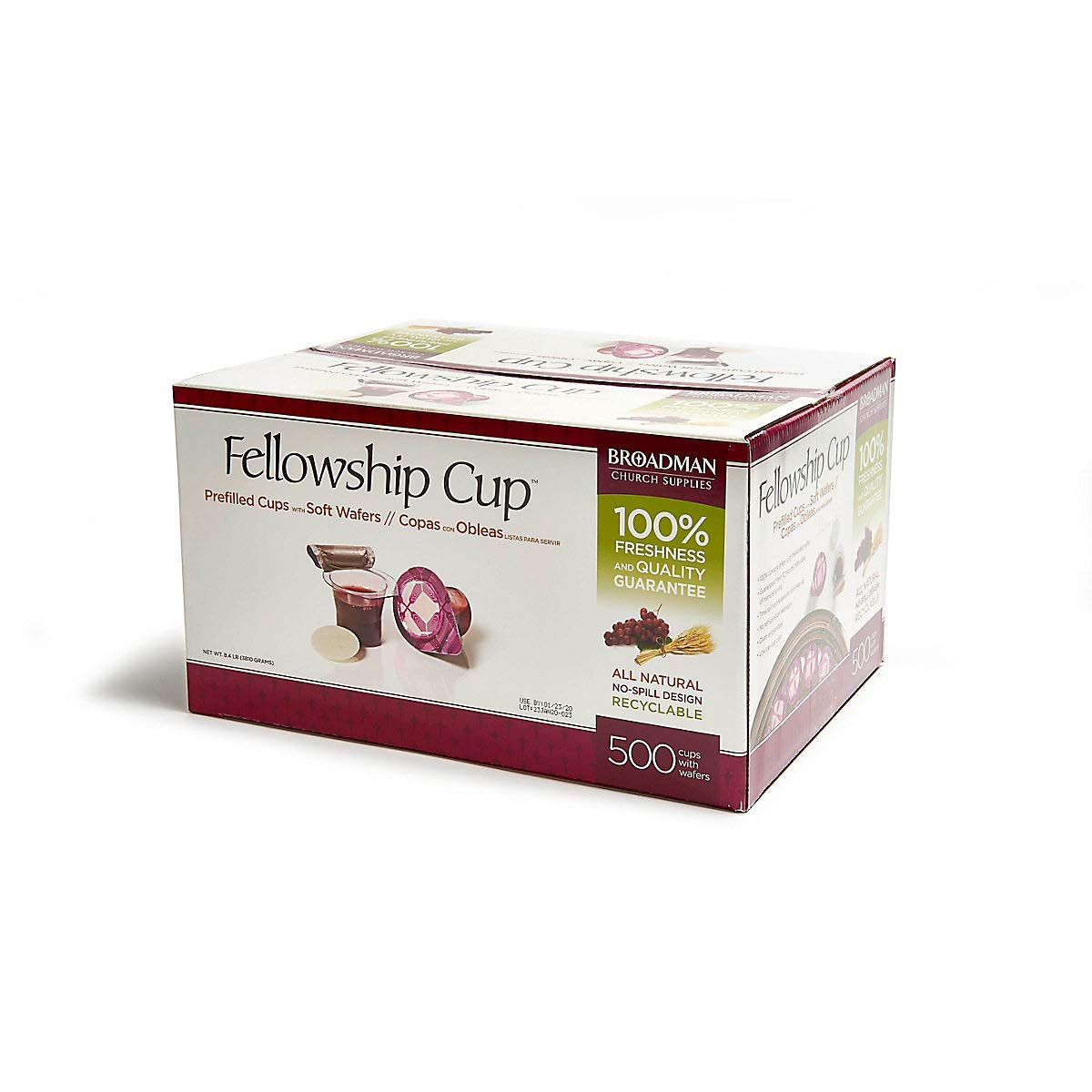 BROADMAN CHURCH SUPPLIES Pre-filled Communion Fellowship Cup, Juice and Wafer Set, 100 Count