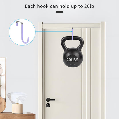 FYY Over the Door Hooks, 4 Pack Hangers Hooks with Rubber Prevent Scratches Heavy Duty Organizer for Living Room, Bathroom, Bedroom, Kitchen Hanging Clothes, Towels, Hats, Coats, Bags White