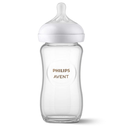 Philips AVENT Glass Natural Baby Bottle with Natural Response Nipple, Clear, 4oz, 4pk, SCY910/04