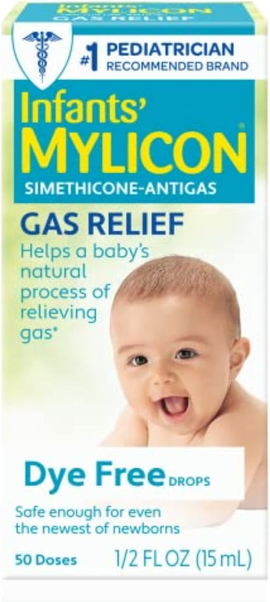 Mylicon Gas Relief Drops for Infants and Babies, Dye Free Formula, 0.5 Fluid Ounce