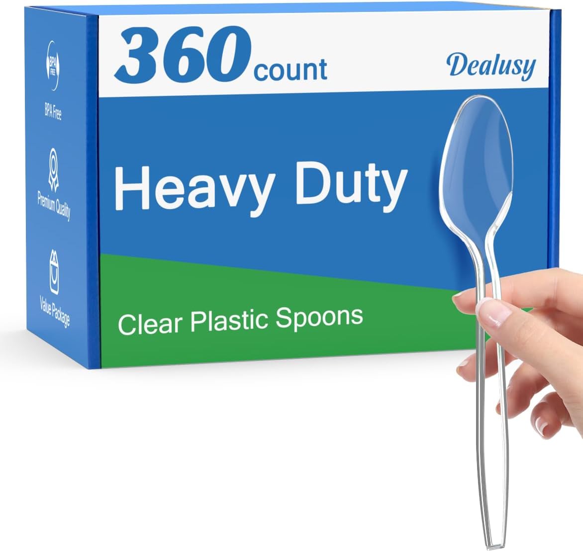 360 Count Clear Plastic Spoons Disposable, BPA-Free, Heat Resistant, Solid and Durable Disposable Spoons Heavy Duty Bulk, Premium Spoons plastic disposable for Party Supply