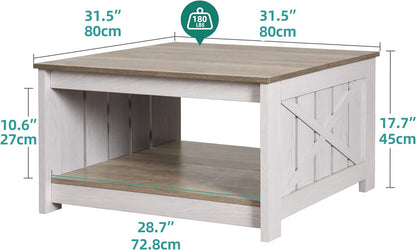 YITAHOME Coffee Table Farmhouse Coffee Table with Storage Rustic Wood Cocktail Table,Square Coffee Table for Living Meeting Room with Half Open Storage Compartment,Grey Wash