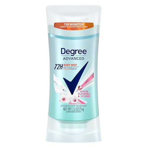 Degree Advanced Protection Antiperspirant Deodorant White Flowers & Lychee for 72-Hour Sweat & Odor Control for Women, with Body Heat Activated Technology, 2.6 oz