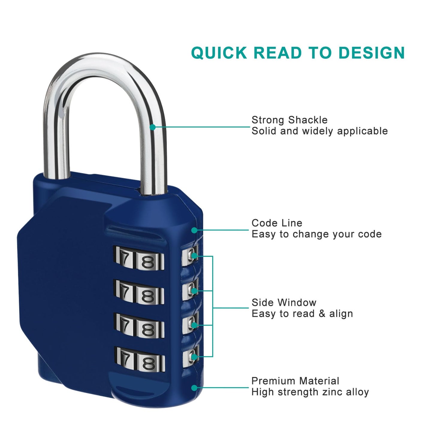 ZHEGE Combination Lock, 4 Digit Combination Padlock Outdoor, School Lock, Gym Lock (Pink)