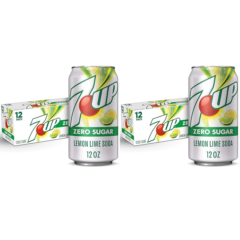 7UP Zero Sugar Lemon Lime Soda, 12 fl oz cans (Pack of 12)