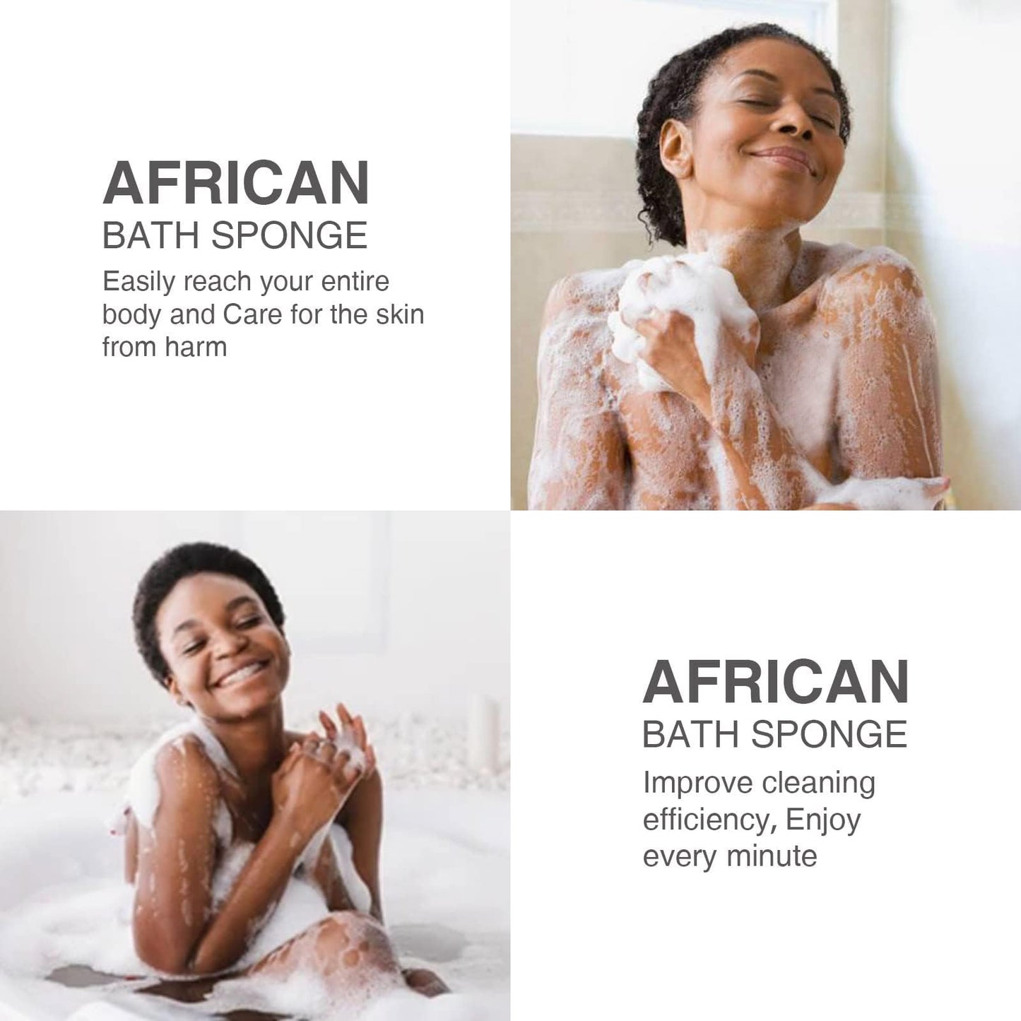 3 Pieces African Bath Sponge African Net Long Net Bath Sponge Exfoliating Shower Body Scrubber Back Scrubber Skin Smoother,Great for Daily Use (Black、Blue、Brown)