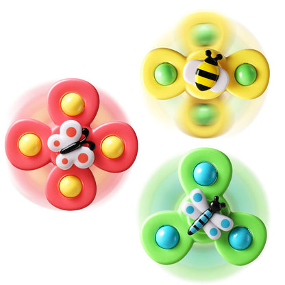 ALASOU 3PCS Suction Cup Spinner Toys for 1 Year Old Boy Girl|Spinning Tops Bath Toys for Kids Ages 1-3|Sensory Toys for Baby 6 12 18 Months Boy Birthday Gift