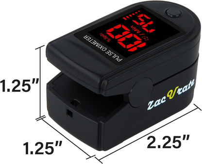 Zacurate Pro Series 500DL Fingertip Pulse Oximeter Blood Oxygen Saturation Monitor with Silicone Cover, Batteries and Lanyard (Royal Black)