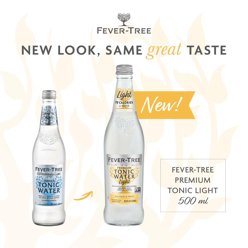 Fever-Tree Light Tonic Water Cans, 5.07 Fl Oz (Pack of 24), Lower in Calories, No Artificial Sweeteners, Flavorings or Preservatives (Packaging may vary)