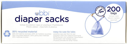 Ubbi Disposable Diaper Sacks, Lavender Scented, Easy-To-Tie Tabs, Diaper Disposal or Pet Waste Bags, 200 Count