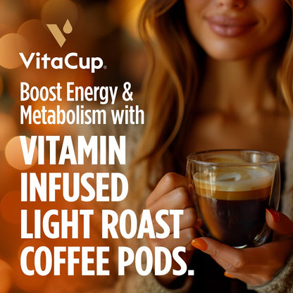 VitaCup Mushroom Coffee Pods - Boost Focus & Immunity with Lions Mane, Chaga, Vitamins, for Memory & Clarity, Recyclable K-Cup Pods, 16 Ct