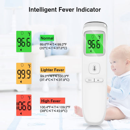 ANMEATE No-Touch Forehead Thermometer for Adults, Infrared Digital Thermometer for Kids, Touchless Baby Thermometer, Accurate Reading with Large Display, Mute Mode, Memory Recall, Fever Alarm