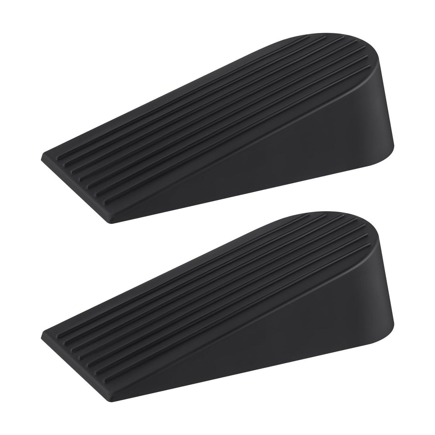 Door Stoppers for Bottom of Door on Floor, Premium Rubber Door Stopper Wedge, Floor Sturdy Stackable Door Stops for Carpet Heavy Duty Door, Door Gaps (Black, 2 Pack)