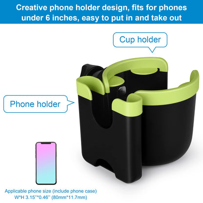 Accmor Stroller Cup Holder with Phone Holder, Bike Cup Holder, Universal Cup Holder for Uppababy Nuna Doona Strollers, 2-in-1 Cup Phone Holder for Stroller, Bike, Wheelchair, Walker, Scooter