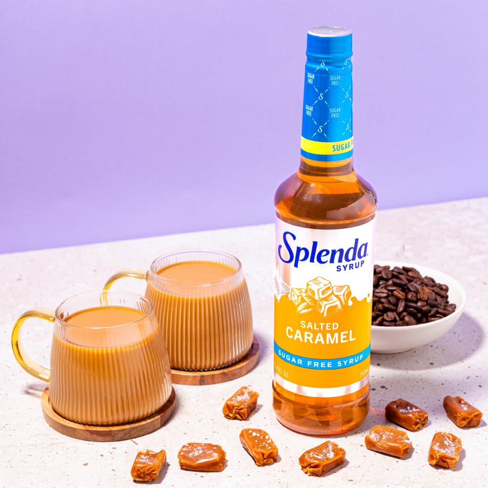 Splenda Coffee Syrup, Salted Caramel, Sugar Free, Flavored Liquid Syrups for Drinks, 750 ml Bottle