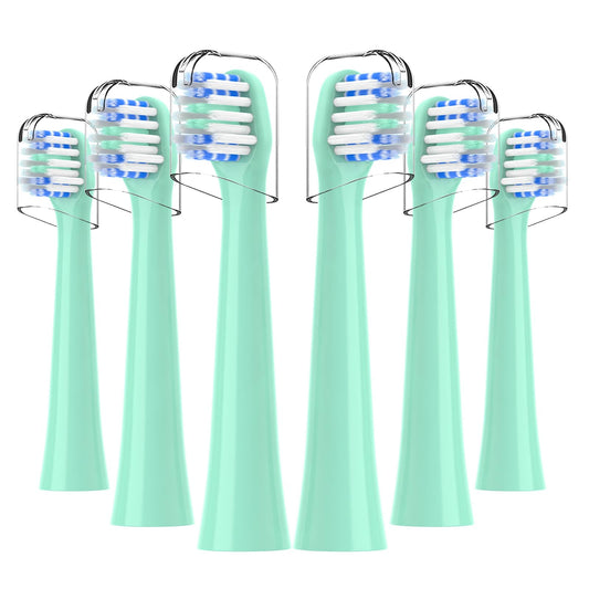 Toothbrush Heads Replacement Compatible with Colgate Hum Toothbrush - Brush Heads Replacement Compatible with Hum Smart Battery Toothbrush, Green, 6 Pack