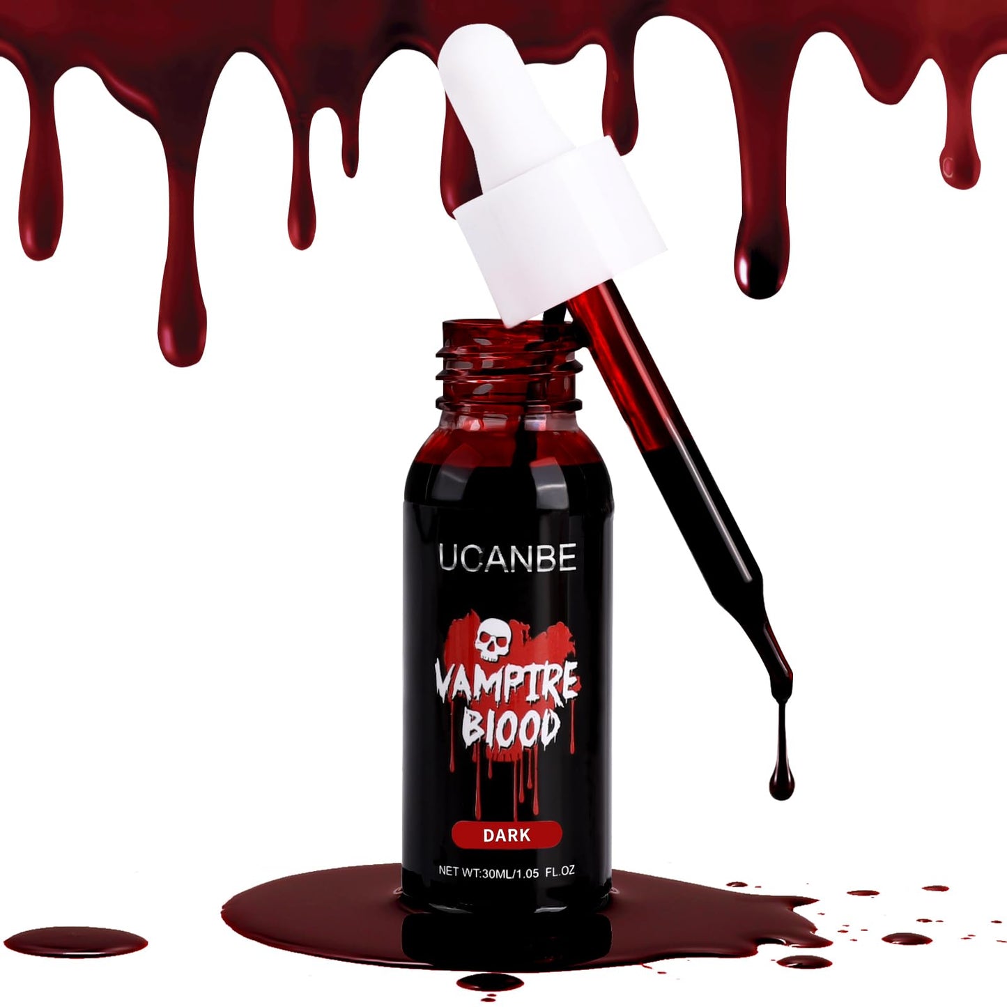 UCANBE Halloween Dripping Fake Blood Realistic Blood Drops Body Paint Washable Fake Blood Makeup Kit For Zombie Vampire Clown Monster Clothes Costume Cosplay SFX Special Effects Makeup 30ML(Dark)