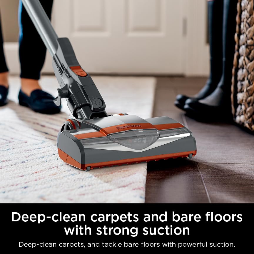 Shark HV301 Rocket Ultra-Light Corded Bagless Vacuum for Carpet and Hard Floor Cleaning with Swivel Steering, Gray/Orange