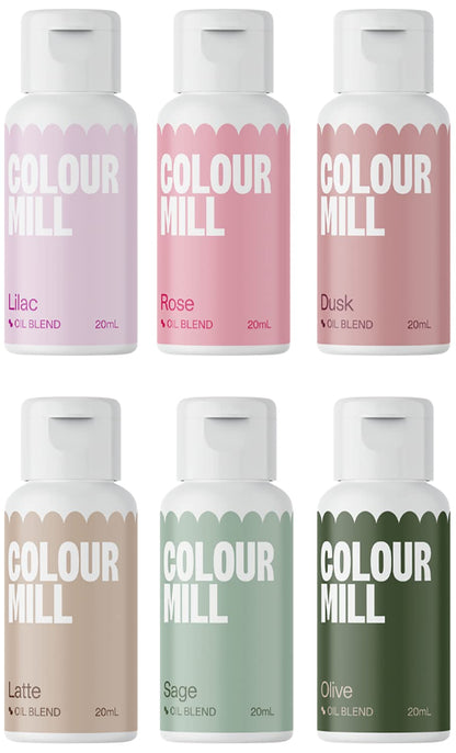 Colour Mill Oil-Based Food Coloring, 20 Milliliters Each of 6 Colors: Baby Blue, Navy, Royal, Sky Blue, Teal and Tiffany