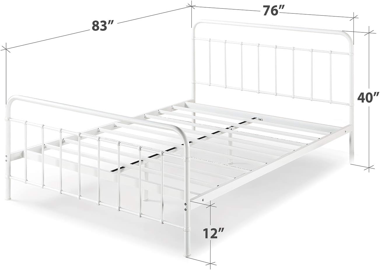 ZINUS Florence Full Panel Metal Platform Bed Frame, Mattress Foundation, No Box Spring Needed, Easy Assembly, White, King