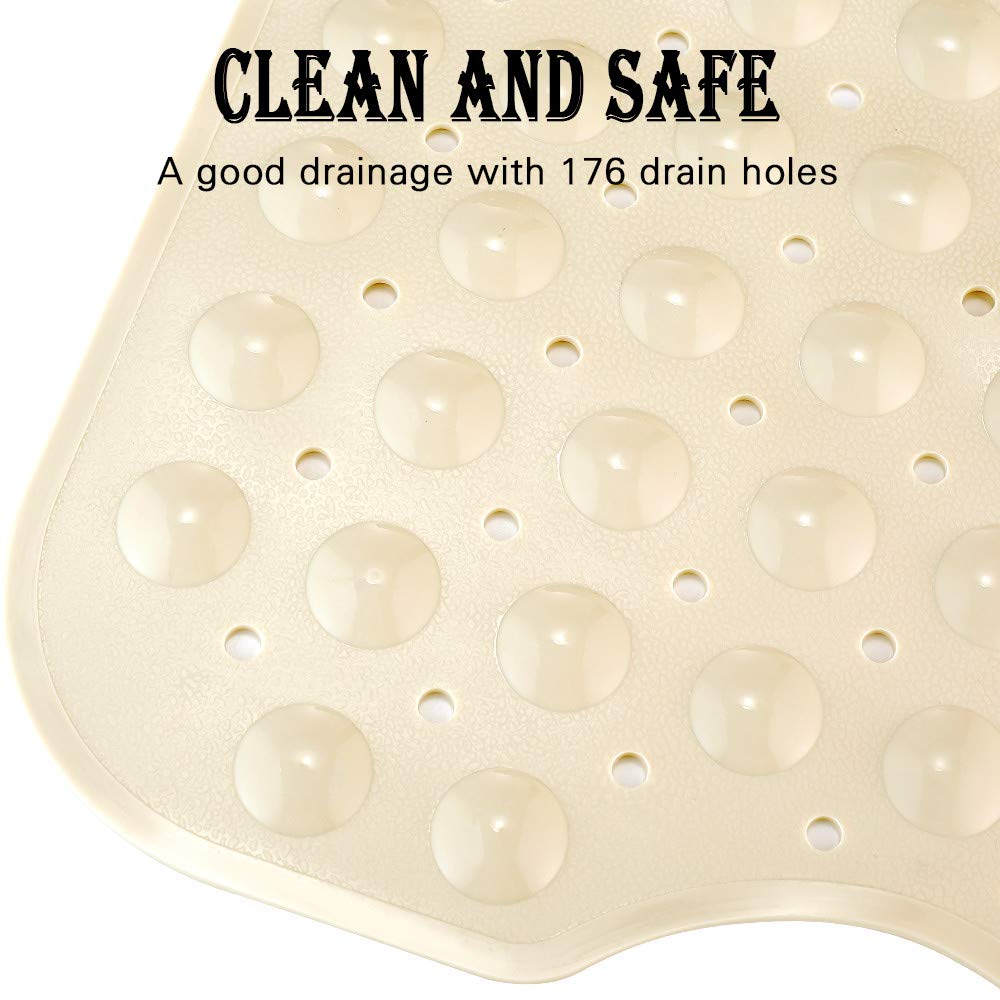 YINENN Bath Tub Shower Safety Mat 40 x 16 Inch Non-Slip and Extra Large, Bathtub Mat with Suction Cups, Machine Washable Bathroom Mats with Drain Holes, Clear