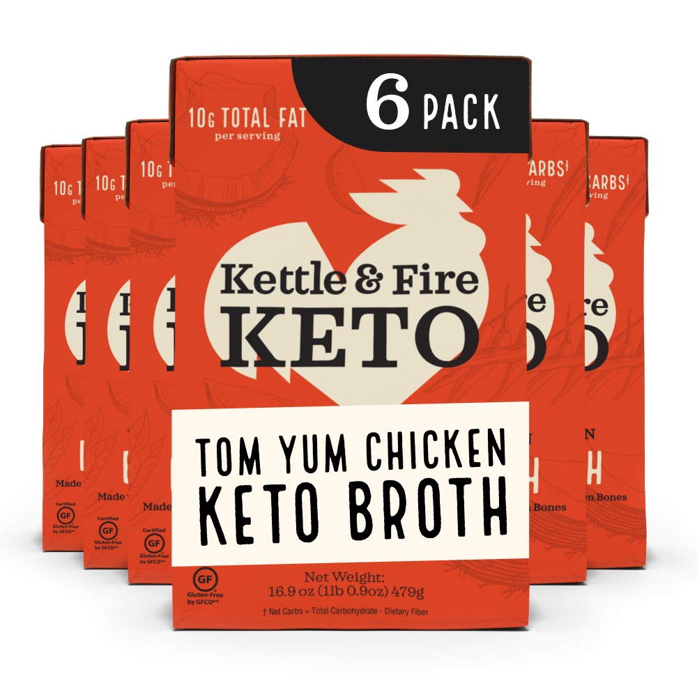 Kettle and Fire Classic Beef Bone Broth, Keto, Paleo, and Whole 30 Approved, Gluten Free, High in Protein and Collagen (6 Pack)