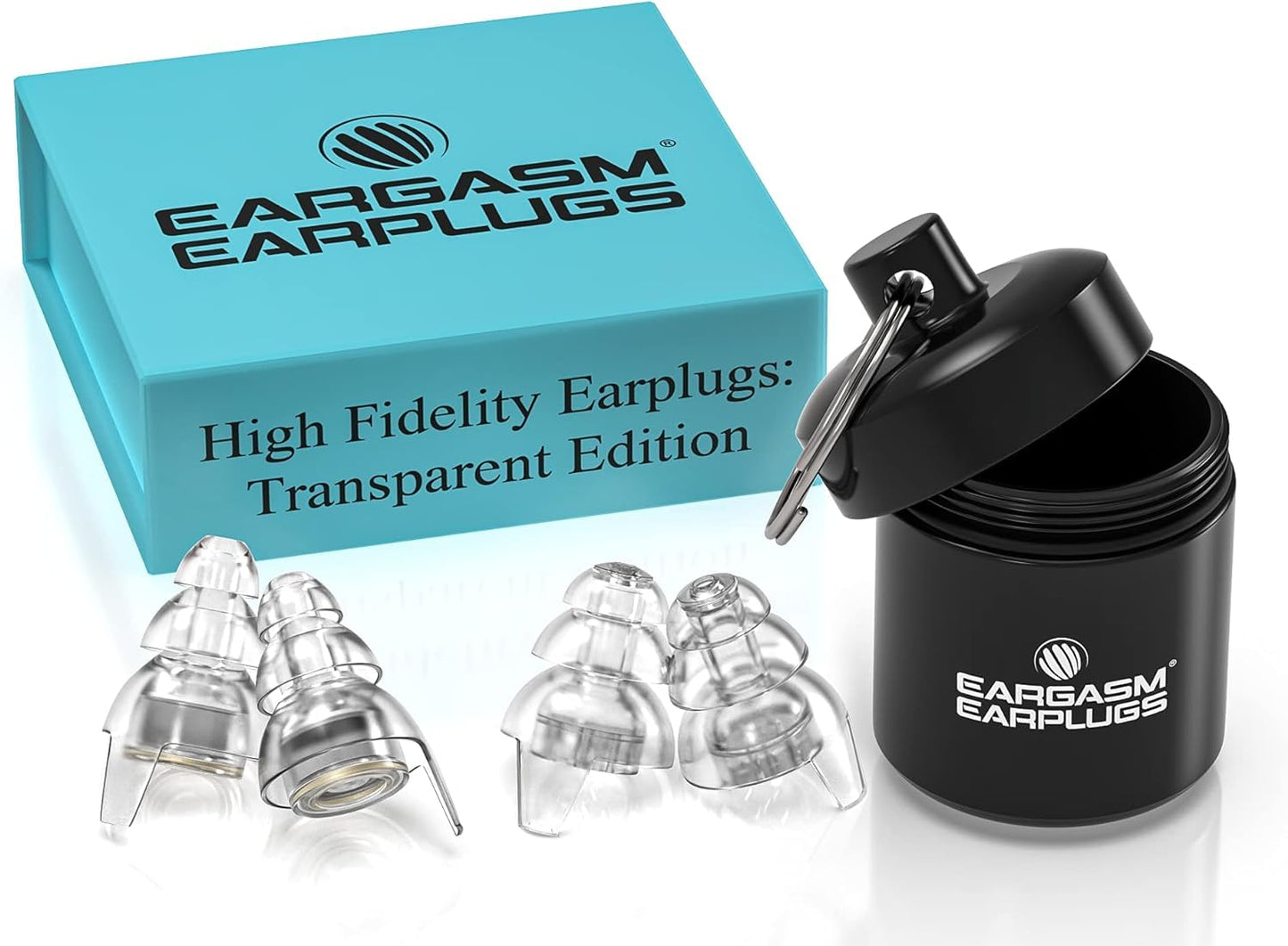 Eargasm High Fidelity Earplugs with Blue Filters - Reusable Noise Reduction Hearing Protection Ear-Plugs with Carrying Case for Concerts, Festivals, Raves, Musicians, Live Music, Sporting Events