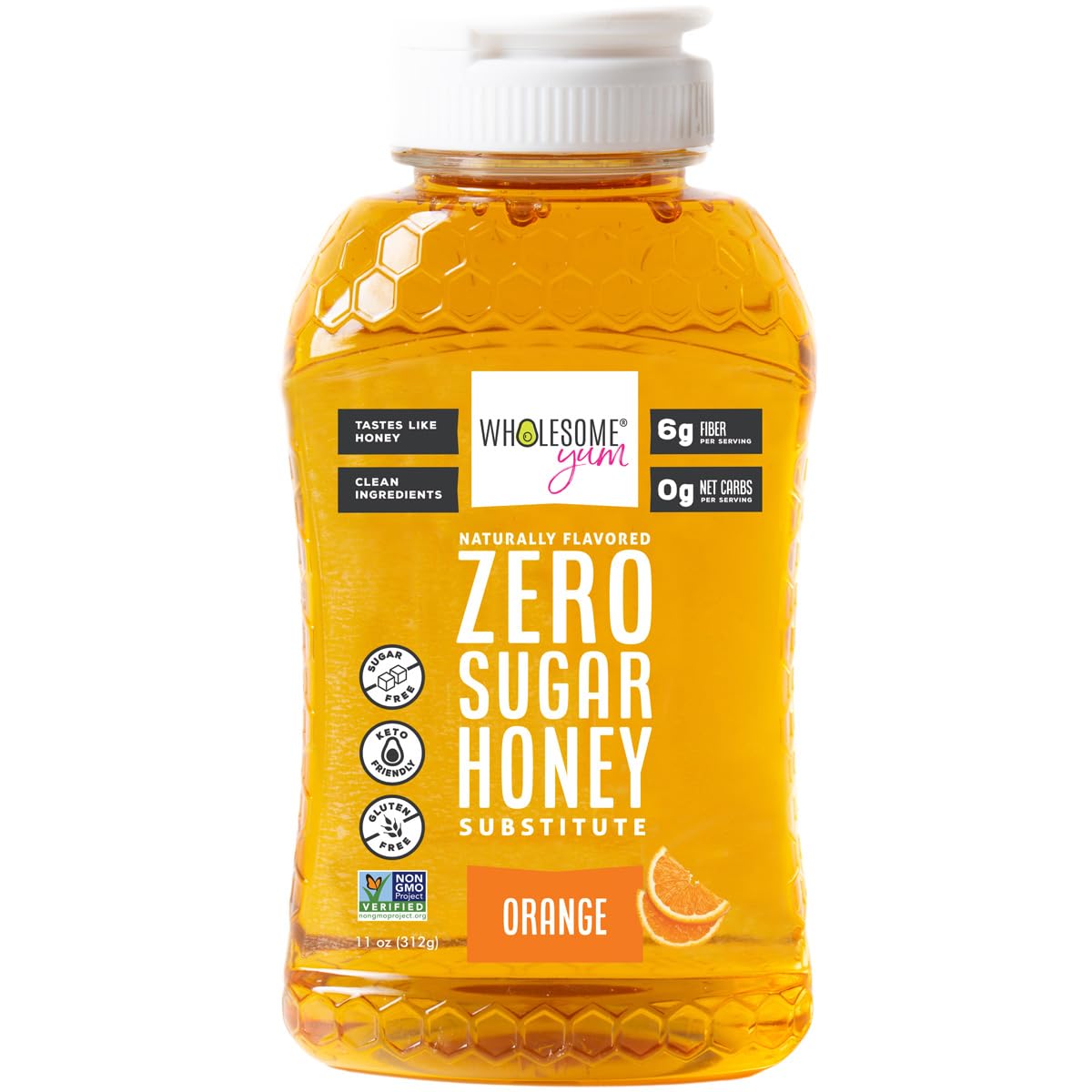 Wholesome Yum Zero Sugar Honey Substitute (Keto Honey) - Natural Sugar Free Honey Alternative With Monk Fruit & Allulose - Zero Net Carbs, Non GMO, Gluten Free, No Aftertaste (11 oz)