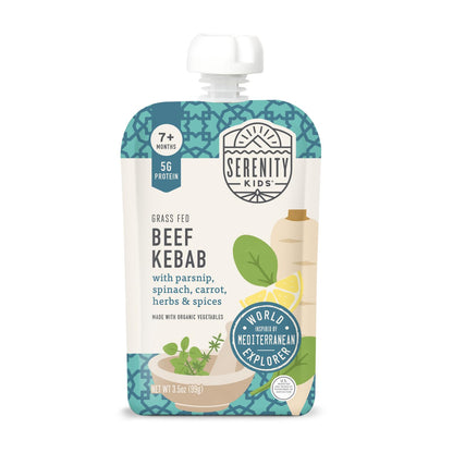 Serenity Kids 6+ Months Baby Food Pouches Puree Made With Ethically Sourced Meats & Organic Veggies | 3.5 Ounce BPA-Free Pouch | Meats + Herbs Variety Pack | 6 Count