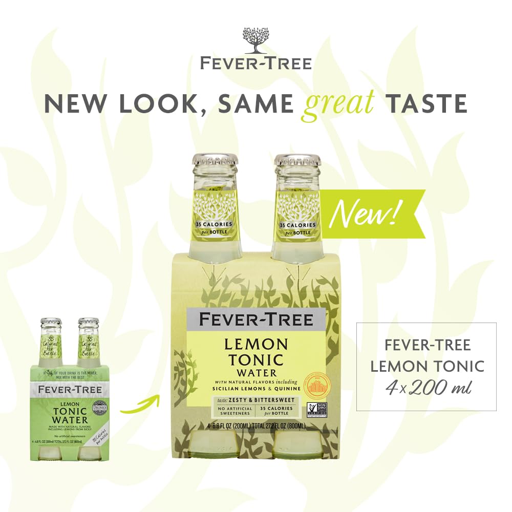 Fever-Tree Light Tonic Water Cans, 5.07 Fl Oz (Pack of 24), Lower in Calories, No Artificial Sweeteners, Flavorings or Preservatives (Packaging may vary)