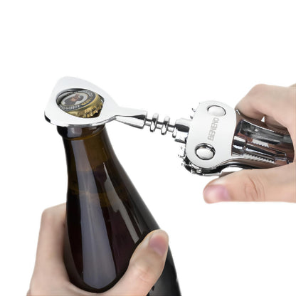 Wine Opener, Zinc Alloy Premium Wing Corkscrew Wine Bottle Opener with Multifunctional Bottles Opener, Sharp Corkscrew with Ergonomic Non-slip Wing Handle, Upgrade