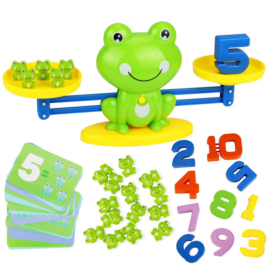 Aitbay Cool Math Game, Valentines for Preschoolers Frog Balance Counting Toys for Boys & Girls Educational Number Toy Fun Children's Gift STEM Learning Age 3+ (63 PCS)