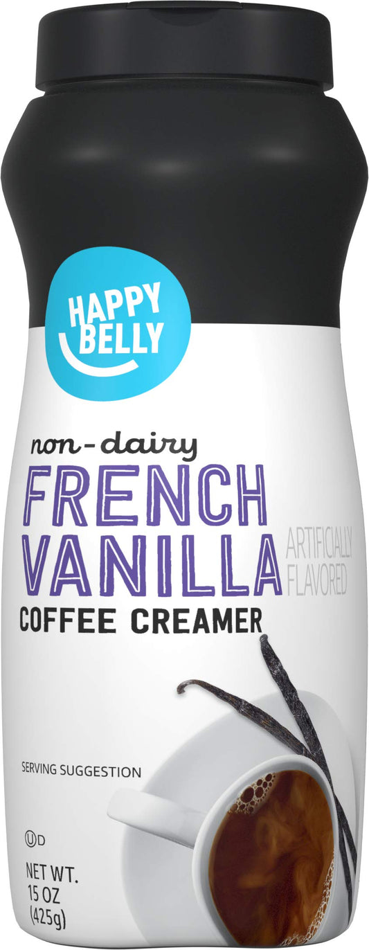 Amazon Brand - Happy Belly Powdered Non Dairy French Vanilla Coffee Creamer, 15 ounce (Pack of 1)