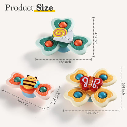 ALASOU 3PCS Suction Cup Spinner Toys for 1 Year Old Boy Girl|Spinning Tops Bath Toys for Kids Ages 1-3|Sensory Toys for Baby 6 12 18 Months Boy Birthday Gift