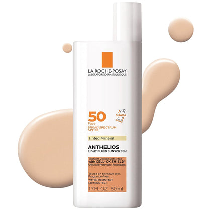 La Roche-Posay Anthelios Tinted SPF 50 Sunscreen & Toleriane Gentle Cleanser Travel Set - With Titanium Dioxide & Niacinamide