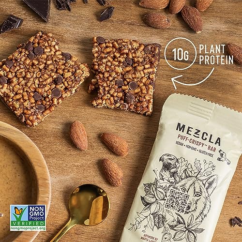 Mezcla Vegan Chocolate High Protein Bars, Gluten Free, Plant Based, Non GMO, No Dairy, 10g Protein, Healthy Snacks, 6 Flavor Variety Pack (8 Bars)