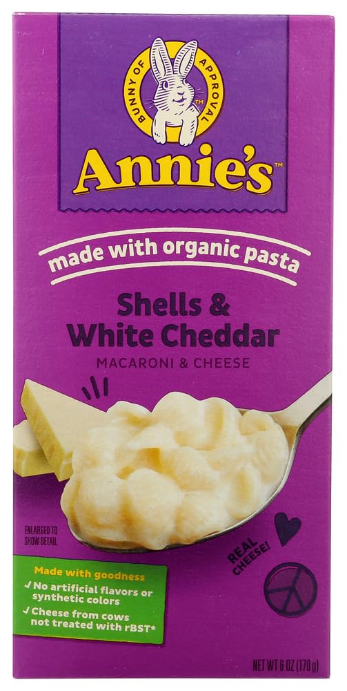 Annie's White Cheddar Shells Macaroni and Cheese with Organic Pasta, 6 oz (Pack of 12)