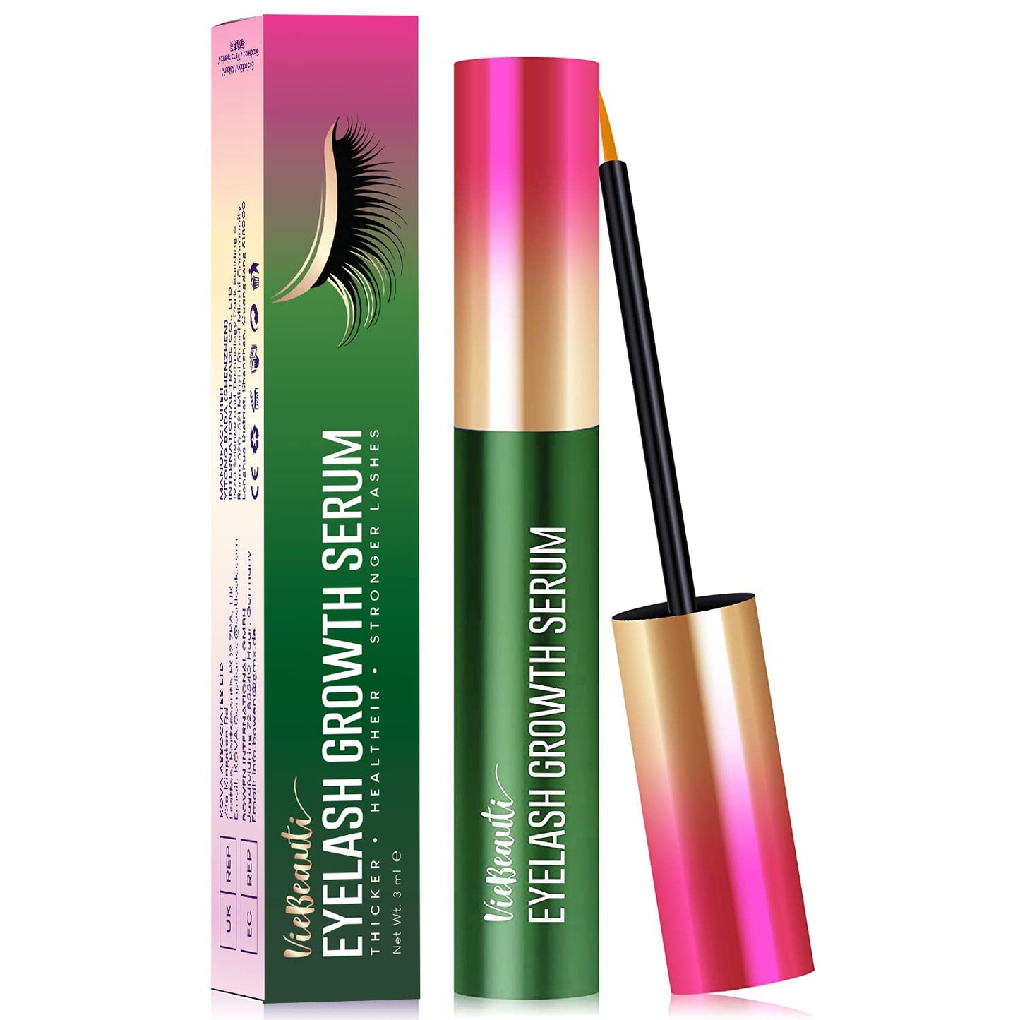 VieBeauti Premium Eyelash Growth Serum: Lash Enhancing Serum with Advanced Formula to Boost Longer Fuller and Thicker Luscious Lashes 0.1 Fl. Oz., Purple