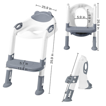 Toilet Potty Training Seat with Step Stool Ladder,SKYROKU Training Toilet for Kids Boys Girls Toddlers-Comfortable Safe Potty Seat with Anti-Slip Pads Ladder (Grey)