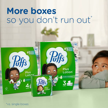 Puffs Plus Lotion Facial Tissue, 1 Family Box, 124 Tissues Per Box