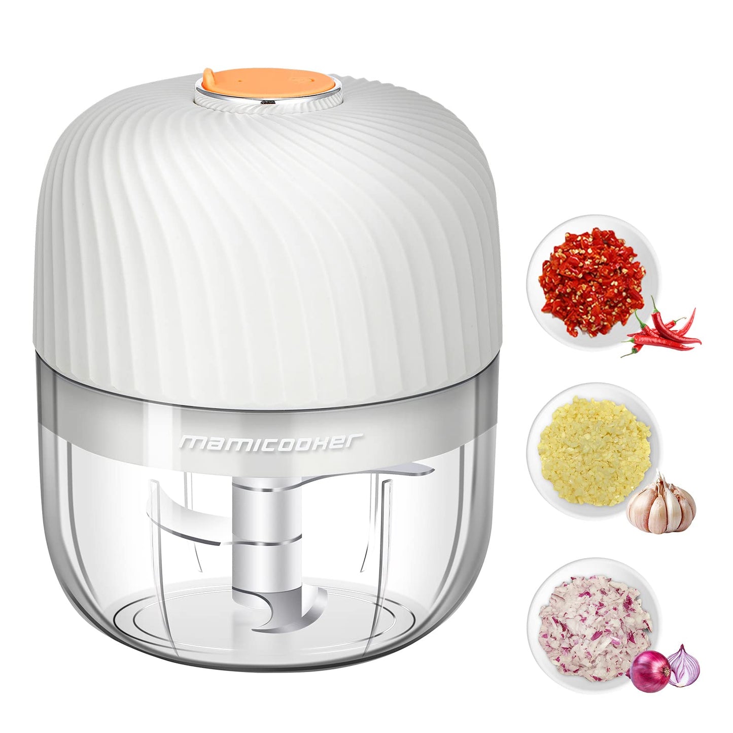 Electric Garlic Chopper, Mini Portable Veggie Chopper, 250ML Garlic Grinder Masher Onion Chopper, Blender to Vegetable, Wireless Food Processor for Ginger, Chili, Fruit, Meat, etc