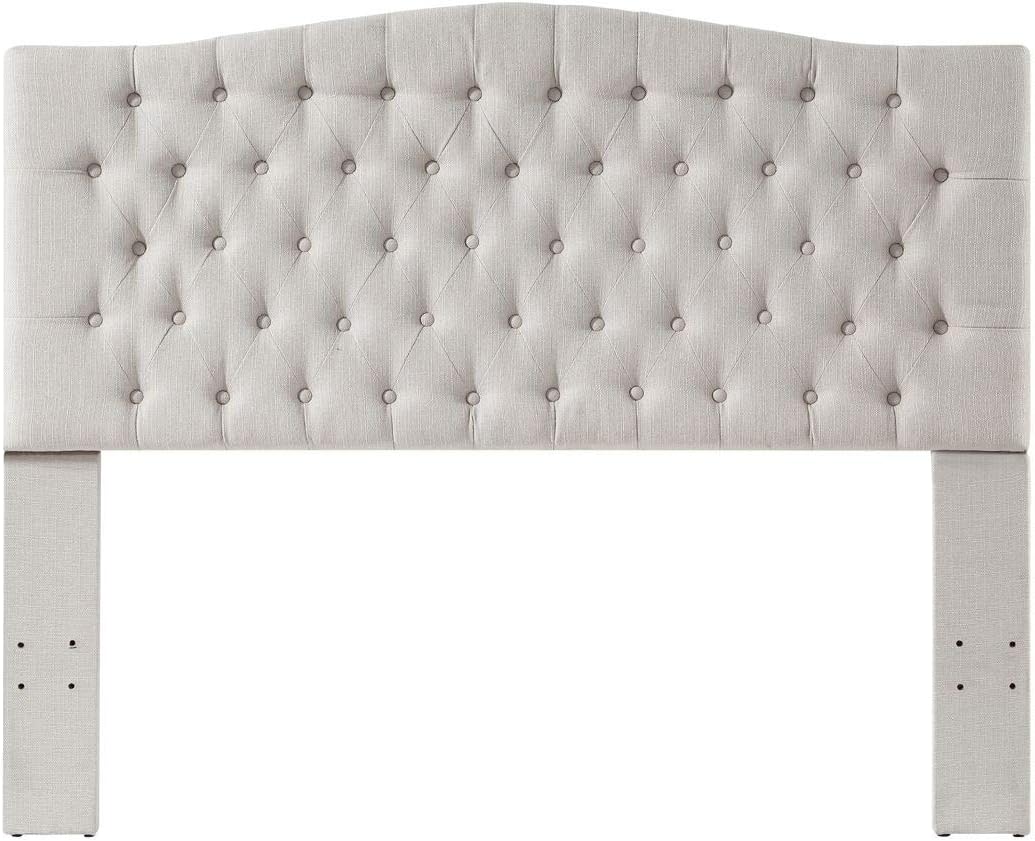 24KF Linen Upholstered Tufted Button Queen Headboard and Comfortable Fashional Padded Queen/Full Size headboard-Ivory