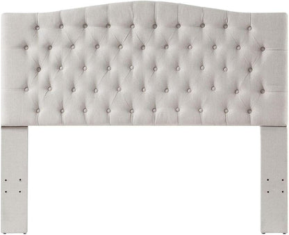 24KF Linen Upholstered Tufted Button Queen Headboard and Comfortable Fashional Padded Queen/Full Size headboard-Ivory