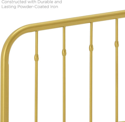 Modway Lennon Modern Farmhouse Metal Queen Headboard in Gold