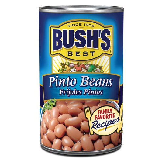 BUSH'S BEST 16 oz Canned Pinto Beans, Source of Plant Based Protein and Fiber, Low Fat, Gluten Free, Great For Soups, Salads and More, (Pack of 12)