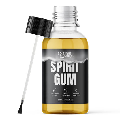 Professional Grade Spirit Gum Adhesive for Face - SFX Face Makeup Glue for Halloween, Cosplay, and More - Cruelty-Free Vegan-Friendly Face Glue for Costume - Splashes & Spills (30ml)