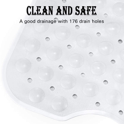 YINENN Bath Tub Shower Safety Mat 40 x 16 Inch Non-Slip and Extra Large, Bathtub Mat with Suction Cups, Machine Washable Bathroom Mats with Drain Holes, Clear