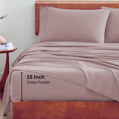 LANE LINEN 100% Organic Cotton Twin Sheets Set, 3Pc Twin Bed Sheets, Breathable Cotton Sheets Twin Size Bed Set, Dorm Room Essentials with 15" Twin Deep Pocket Fitted Sheet - White Sheets