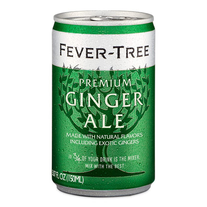 Fever Tree Ginger Beer - Premium Quality Mixer - Refreshing Beverage for Cocktails & Mocktails. Naturally Sourced Ingredients, No Artificial Sweeteners or Colors - 150 ML Cans - Pack of 24